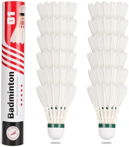 Philonext Goose Feather Badminton Shuttlecocks Birdies, 12 Pack Hight Speed Training Badminton Balls with Great Stability for Indoor Outdoor Sports