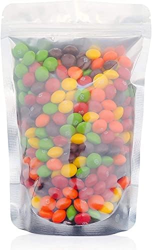 LZLPACKING 100 Pieces resealable Mylar Bags with Clear Front Window,Smell Proof Edible Packaging,Stand up Pouches Bags for Food Storage(5×8 Inch\/12.7 x 20.3cm)
