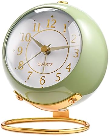 Tetino Analog Alarm Clocks,Retro Backlight Cute Simple Design Small Desk Clock with Night Light,Silent Non-Ticking,Battery Powered,for Kids,Bedroom,Travel,Kitchen,Bedside Desktop.(Green)