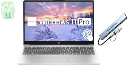 HP 15.6" Touchscreen Laptop, 64GB RAM 2.5TB Storage (2TB SSD+512GB Docking Station Set), 6-Cores Intel Core i3, Windows 11 Pro with Microsoft Office Included, PLUSERA Earphones, Silver