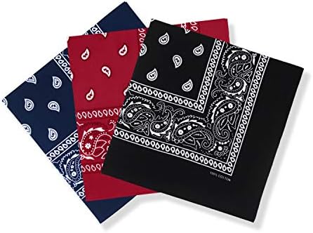 cocopuss 22"X22" Cotton Bandanas for Men &amp; Women Pasiley Cowboy Bandana Handkerchiefs for Hair