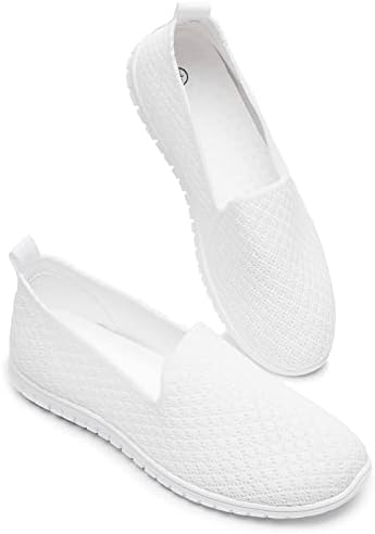 BABUDOG Women's Mesh Flats Shoes Breathable Slip on Shoes Casual Black and White Flats Comfortable Walking Shoes