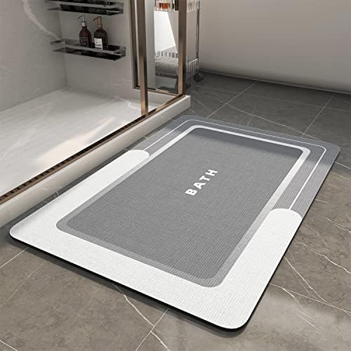 MontVoo-Bath Mat-Bathroom Mat Rug Non Slip Super Absorbent Stain Resistant Quick Dry Thin Bathroom Rug-Bath Mats for Bathroom Floor Bathtub Vanity-Bathmat Bath Rug Easy Care-17"x27" Grey