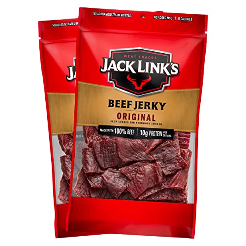 Jack Link's Beef Jerky, Original, Large Jerky Bags - Flavorful Meat Snacks, Ready to Eat Protein Snacks with 10g of Protein per Serving, Made with 100% Beef - 9 Oz. (Pack of 2)