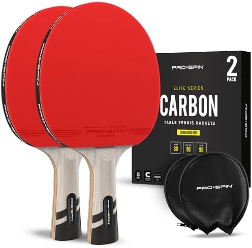 PRO SPIN Ping Pong Paddles - Professional Level Table Tennis Rackets with Carbon Fiber for Superior Control  7-Ply Blade, Premium Rubber, 2.0mm Sponge  Includes Protector Case