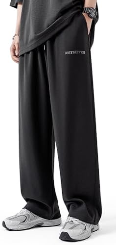 CARTBIKE Men's Cotton Sweatpants Loose Fit Baggy Straight Leg Sweat Pants for Men Open Bottom Lounge Yoga Pants with Pockets