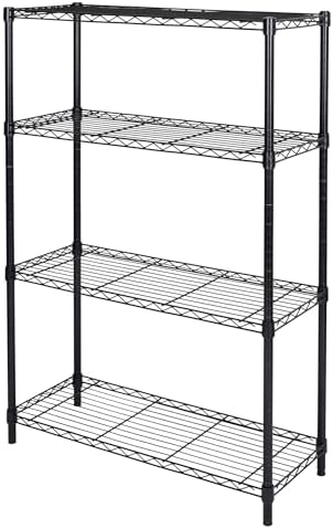 Homeiju 4 Tier Shelving Unit,Heavy-Duty Height Adjustable Storage Rack 1300 LBS Capacity with Adjustable Feet ,Metal Storage Shelves Wire Shelf for Kitchen Garage Laundry ,13.77"D x 35.43"W x 54.33"H