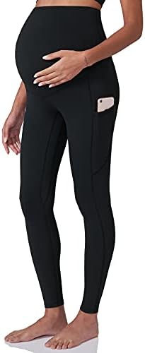 POSHDIVAH Women's Maternity Workout Leggings Over The Belly Pregnancy Yoga Pants with Pockets Soft Activewear Work Pants