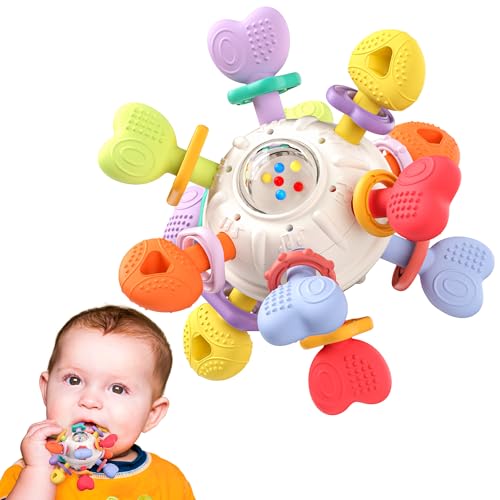 Baby Teething &amp; Rattle Toys \u2013 Safe, Multi-Functional BPA-Free Silicone Sensory Learning Toys for Infant 0-12 Months\u2013Teething Relief &amp; Fun Play \u2013 Perfect Baby Gift for Boys &amp;