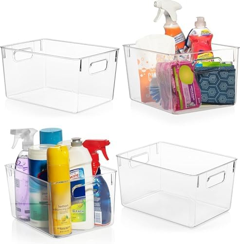 ClearSpace Clear Plastic Storage Bins \u2013 Pantry Organizers &amp; Storage Containers, Cabinet Organizer - Home Organization Must Haves for Kitchen, Laundry Room, Office, Closet, Garage &amp; Freeze
