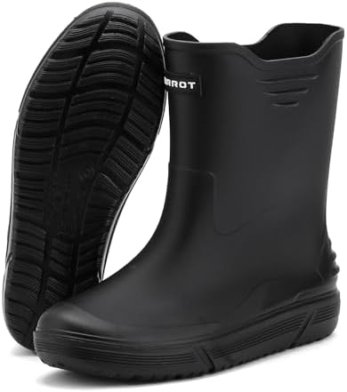 Hsttgsr Rain Boots for Men Waterproof Fashionable Rubber Boots Non-slip Outdoor Garden Boots Mid Calf Muck Work Shoes Comfort Lightweight Rainboots for Fishing Climbing