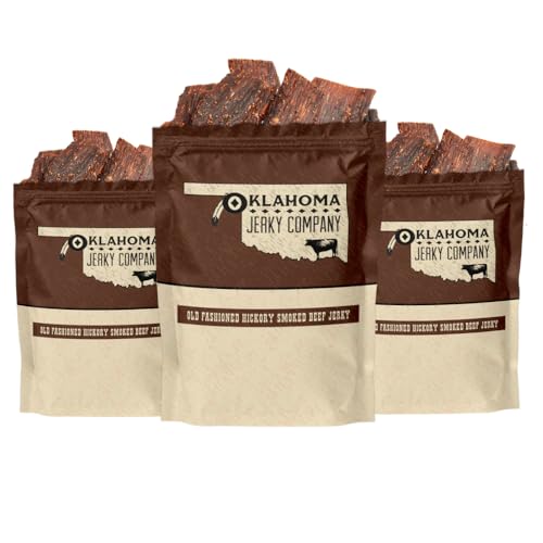 Old Fashioned Hickory Beef Jerky - No Frills Tough and Old Style Dry Beef Jerky - All Natural, Gluten Free, No Added Preservatives and No Added MSG, Healthy Protein Snacks, 2 oz (Pack of 3)