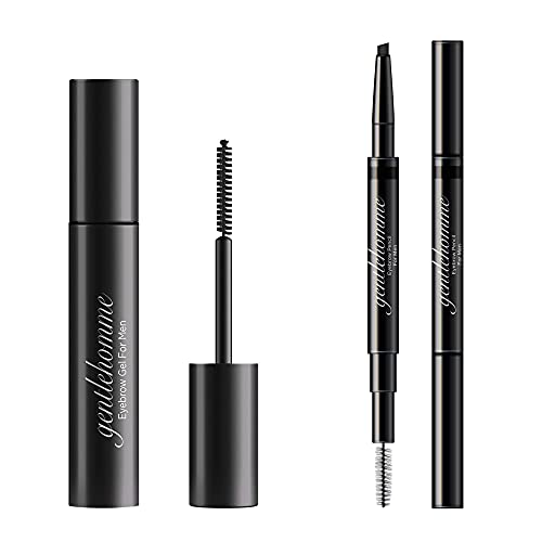 Gentlehomme Eyebrow &amp; Beard Pencil Black for Men &amp; Men's Clear Eyebrow Gel  2 in 1 Brush &amp; Brow Pencil  Clear Brow Setting Gel  Eyebrow Kit - 2 Count