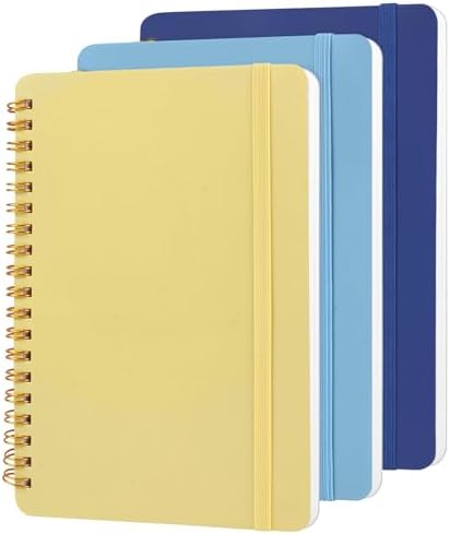 Utron 3 PCS Small Spiral Notebook 5x7, Notebooks for Note Taking, Blue Color Scheme Spiral Journal Notebook, Work Notebook Small Notebooks 5x7 with Strap, Cute Notebooks for Women 70 Sheets\/Note Book