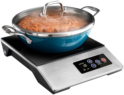 ChangBERT 1800W Commercial Grade Induction Cooktop, NSF Certified Portable Large 8" Heating Coil, 12" Heat Resistant Cooking Surface Premium Stainless Steel Pro Chef Professional Burner Hot Pl