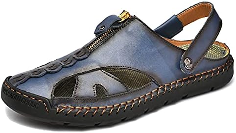 Dabbqis Mens Sandals Leather Closed Toe Outdoor Summer Anti-Slip Beach Sandals