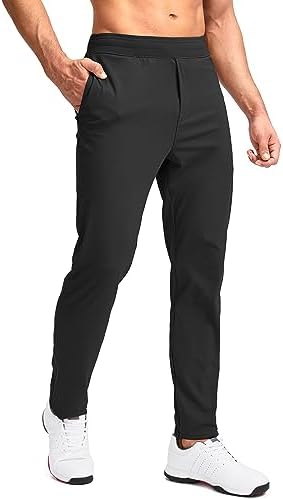 Pudolla Men's Golf Pants Stretch Sweatpants with Zipper Pockets Slim Fit Work Casual Joggers Pants for Men