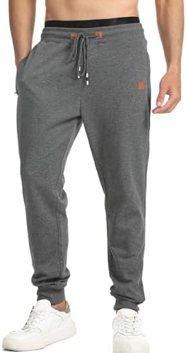 Surenow Men's Athletic Sweatpants Active Workout Jogger Pants for Men with Pockets Tapered Drawstring Gym Running Track Pants