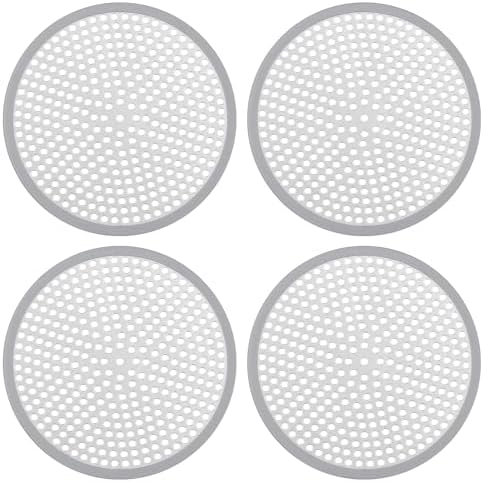 Ohtomber Shower Drain Hair Catcher - 4.72" 4PCS Stainless Steel Shower Stall Sink Drain Cover Strainer,Bathtub Hair Filter Trap Stopper, Bathroom Floor Screen Protector with Silicone Rim