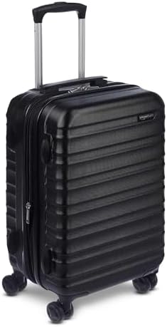 Amazon Basics 21" Hardside Carry-On Luggage, Hardshell Suitcase With Wheels, Expandable For Up to 25% More Space, With Scratch-Resistant Surface, Four Multi-directional Wheels, Black