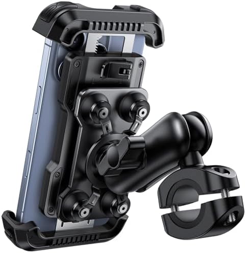 Lamicall Motorcycle Phone Mount Holder - [Dual Vibration Dampener] [Metal Adjustment Arm] Motorcycle Cell Phone Holder, Bike Handlebar Phone Mount, for iPhone 16\/15\/ 14\/13 Pro Max, 4.7-6.7" Pho