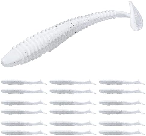 RUNCL Swimbaits Paddle 10\/20\/30\/40PCS, 5\/4\/3\/2 Inchs Paddle Tail, Soft Lure for Trout Crappie Bass, Durable Plastic Bait Swimmer for Saltwater\/Freshwater, Fishing Lover's Gift