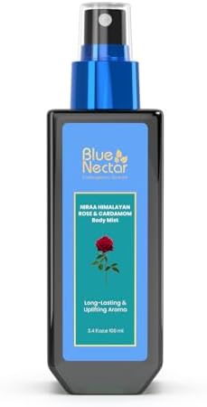Blue Nectar Uplifting Body Mist with Himalyan Rose and Cardamom for long lasting freshness and aromatic body odor (3.4 Fl oz)