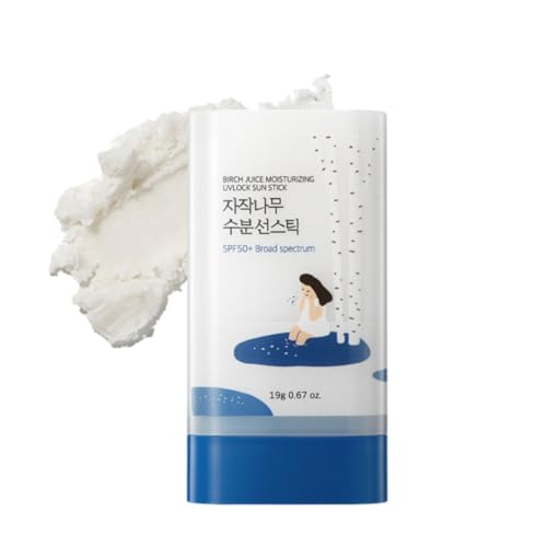 ROUND LAB Birch Juice Moisturizing Sun Stick SPF 50  Korean Sunscreen Stick for face and body, No White Cast, Outdoor &amp; Travel-Friendly 0.67oz