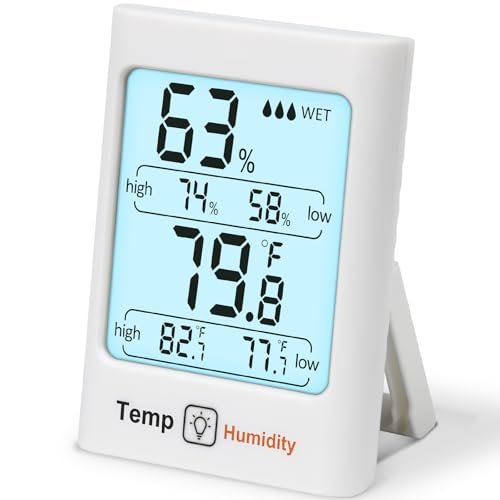 SZHLUX Digital Hygrometer &amp; Thermometer - Accurate Indoor Humidity &amp; Temperature Monitor with Rapid Refresh for Home, Bedroom, Office &amp; Greenhouse