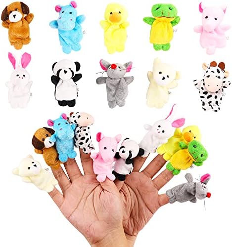 10Pcs Finger Puppets Set - Soft Plush Animals Finger Puppet Toys for Kids, Mini Plush Figures Toy Assortment for Boys &amp; Girls, Party Favors for Shows, Playtime, Schools