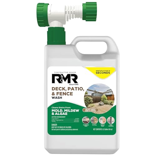 RMR Deck, Patio, &amp; Fence Wash - Commercial-Grade Outdoor Stain Remover for Mold, Mildew, and Algae, 64 Ounce Bottle with Hose-End Adapter