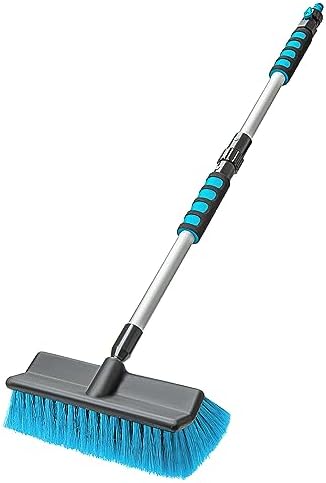 DSV Standard Car Wash Brush with 50'' Long Handle, Car Cleaning Brush with Hose Attachment, Car Brushes for Washing 10'' Soft Bristles for Scratch-Free Cleaning Auto, Truck, Boat, Floor and More