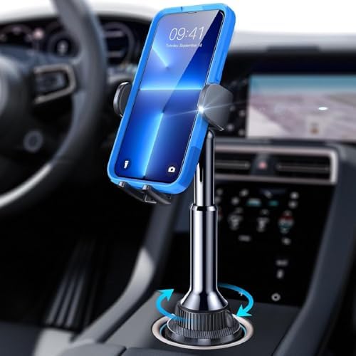 LISEN Cup Phone Holder No Shaking Phone Holder for Car, 360° Adjustable iPhone Holder for Car Accessories for Women Truck Jeep Golf for iPhone 16e 16 15 14 13 Pro Max Samsung S25 All 4-17'' Ph