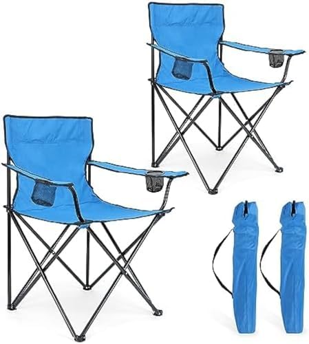 EGDSIHAE Foldable Camping Chair 2-piece Set, Adult Foldable Camping Chair, Large Portable Lawn Chair, Suitable for Outdoor Fishing, Hiking, Picnicking, Beach, Supports 200 pounds (approximately 124.7 