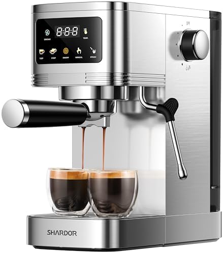 SHARDOR espresso machine 0 bar, professional espresso machine with milk frother and touch screen, Expresso coffee machine temperature adjustable, suitable for cappuccino, latte