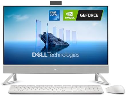 Dell 27 All-in-One Desktop ec27250-27-inch FHD Touch Display, Intel Core 7 Processor 150U, NVIDIA GeForce MX570A 2GB GDDR6 Graphics, 32GB DDR5 RAM, 1TB SSD, Windows 11 Pro, Onsite Service - White