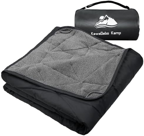 KawaGebo Kamp Outdoor Waterproof Blanket, Foldable Fleece Stadium Blanket for Outdoor Sports Event, Camping, Concerts, Car, Pet, Picnics - Windproof, Wearable, Machine Washable 80" x 58"