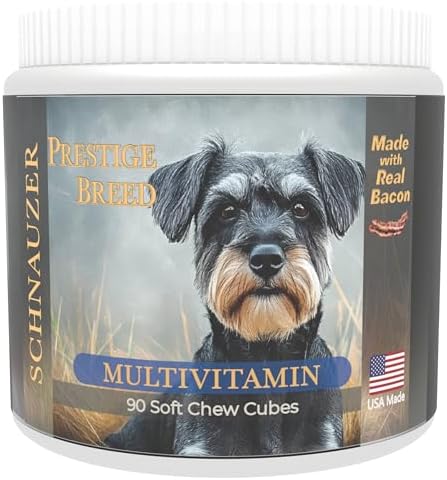 Prestige Breed Multivitamins, Balanced Nutrition for Your Schnauzer, 90 Count, Made in The USA with Real Bacon