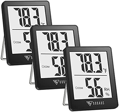 DOQAUS Digital Hygrometer Indoor Thermometer 3 Pack, Room Thermometer with 5s Fast Refresh, Accurate Humidity Meter Temperature Sensor for Home, Bedroom, Baby Room, Office, Greenhouse, Cellar (Black)