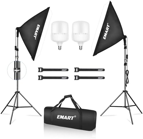 EMART Softbox Photography Lighting Kit, 20"x28" Professional Softbox Lighting Kit with 40W 6500K LED Bulbs, Studio Lights for Photography, Video Recording, Live Streaming, Portraits Shooting, 