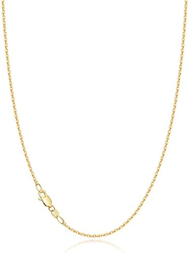 Jewlpire Solid 18k Gold Over 925 Sterling Silver Chain Necklace for Women, 1.2mm Cable Chain Necklace Thin &amp; Dainty &amp; Sturdy Women's Chain Necklaces 14\/16\/17\/18\/20\/22\/24 Inch