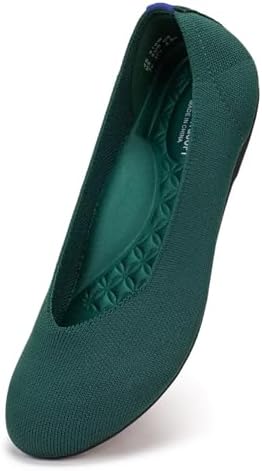 Frank Mully Women's Wide Width Flats Ballet Flats Round Toe Knit Flat Shoes with Arch Support Wide Toe Box