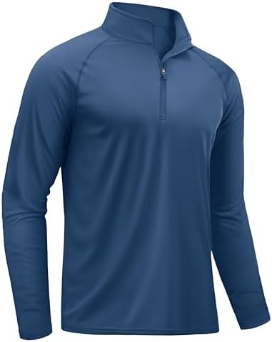 TACVASEN Men's Long Sleeve Athletic Shirts 1\/4 Pullover Zip Sun Protection Rash Guard UPF 50+ Outdoor Running T-Shirts