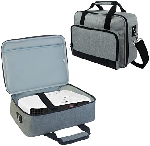 Doksmeria Projector Carrying Case, Projector Bag with Accessories Storage Pockets &amp; Adjustable Shoulder Straps, Portable Carrying Bag Compatible with Epson BenQ ViewSonic and Most Mini Projectors