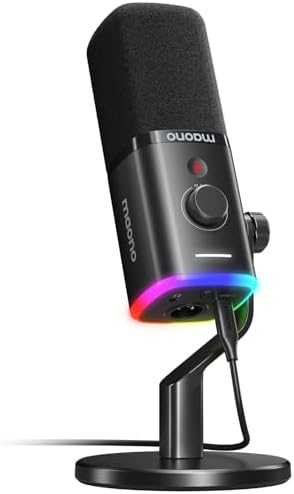 MAONO USB\/XLR Dynamic Microphone for Gaming Streaming,Computer PC Microphone with Software-RGB, Mute Button, 48kHz\/24bit Podcasting Desktop Mic for YouTube Video Recording PD100X