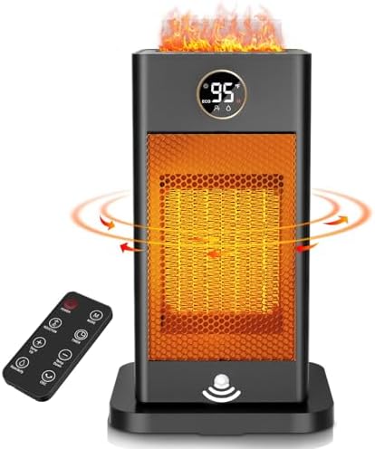 Space Heaters for Indoor Use,1500W PTC 2s Fast Heating Space Heater Large Room with Sensor Humidifier 3D Flame Effect Oscillating,Heater for Bedroom,Office Heat Up 260 sq.ft