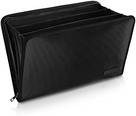 Expanding File Folder Important Document Organizer Fireproof &amp; Waterproof Document Bag with A4 Size 3 Pockets Zipper Closure Non-Itchy Silicone Coated Portable Filing Wallet Pouch(14.3inx9.8inx1.6