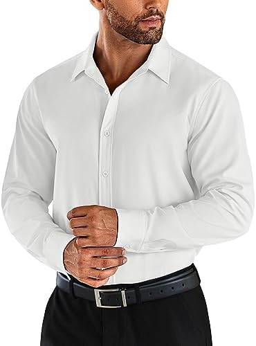 COOFANDY Men's Business Dress Shirts Wrinkle Free Long Sleeve Regular Fit Dress Shirt Textured Casual Button Down Shirts
