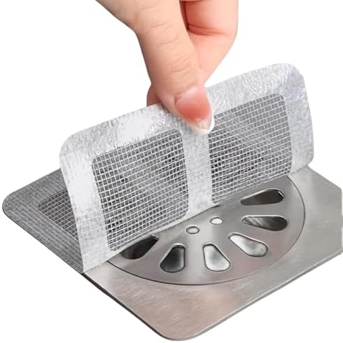 Generic 20PCS Pack,4"" X 4"" Disposable Shower Drain Cover Hair Catcher Shower Drain Mesh Stickers, Bathroom, Laundry, Bathtub, Kitchen, Sink, for Human and pet Hair (20 PCS), White