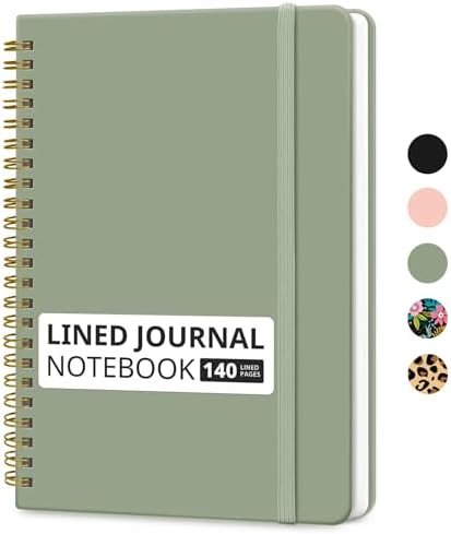 Lined Spiral Journal Notebook for Women &amp; Men, 140 Pages, College Ruled Hardcover Notebook for Work &amp; Note Taking, Journals for Writing, A5(6"x8") - Green